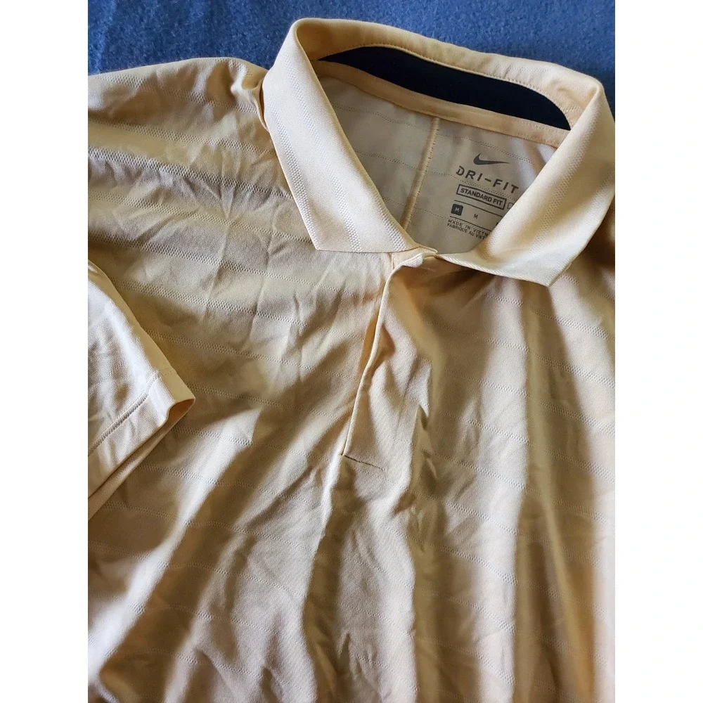 Nike Tiger Woods Dri-fit Polo Shirt Men's Medium Yellow Short Sleeve Golf Active